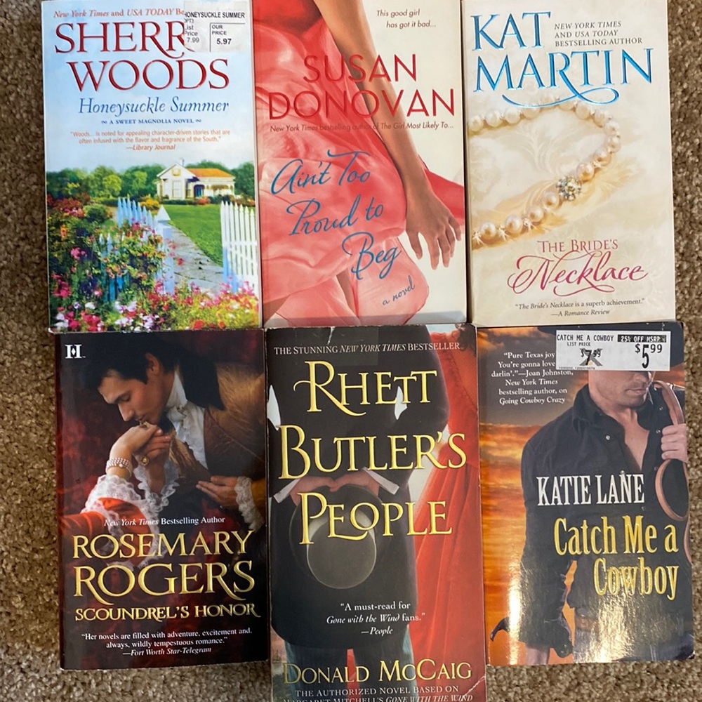 Six Romance Paperback Books Mix of Authors